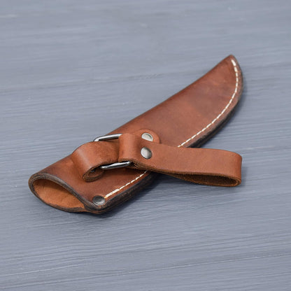 Left Hand Belt Knife Sheath - Brown Leather Sheath for Mora Garberg - Left-Hand Sheath with Belt Loop for Vertical Carry of Fixed Blade Knife - Free Suspension Leather