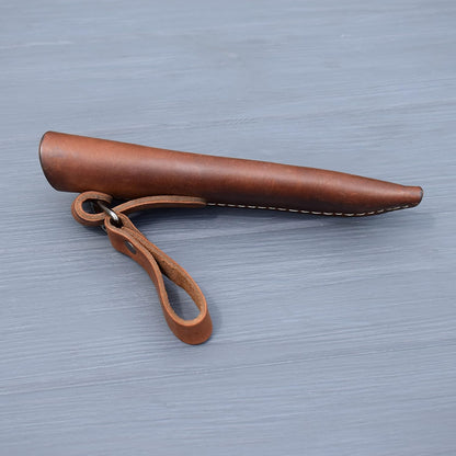 Left Hand Belt Knife Sheath - Brown Leather Sheath for Mora Garberg - Left-Hand Sheath with Belt Loop for Vertical Carry of Fixed Blade Knife - Free Suspension Leather