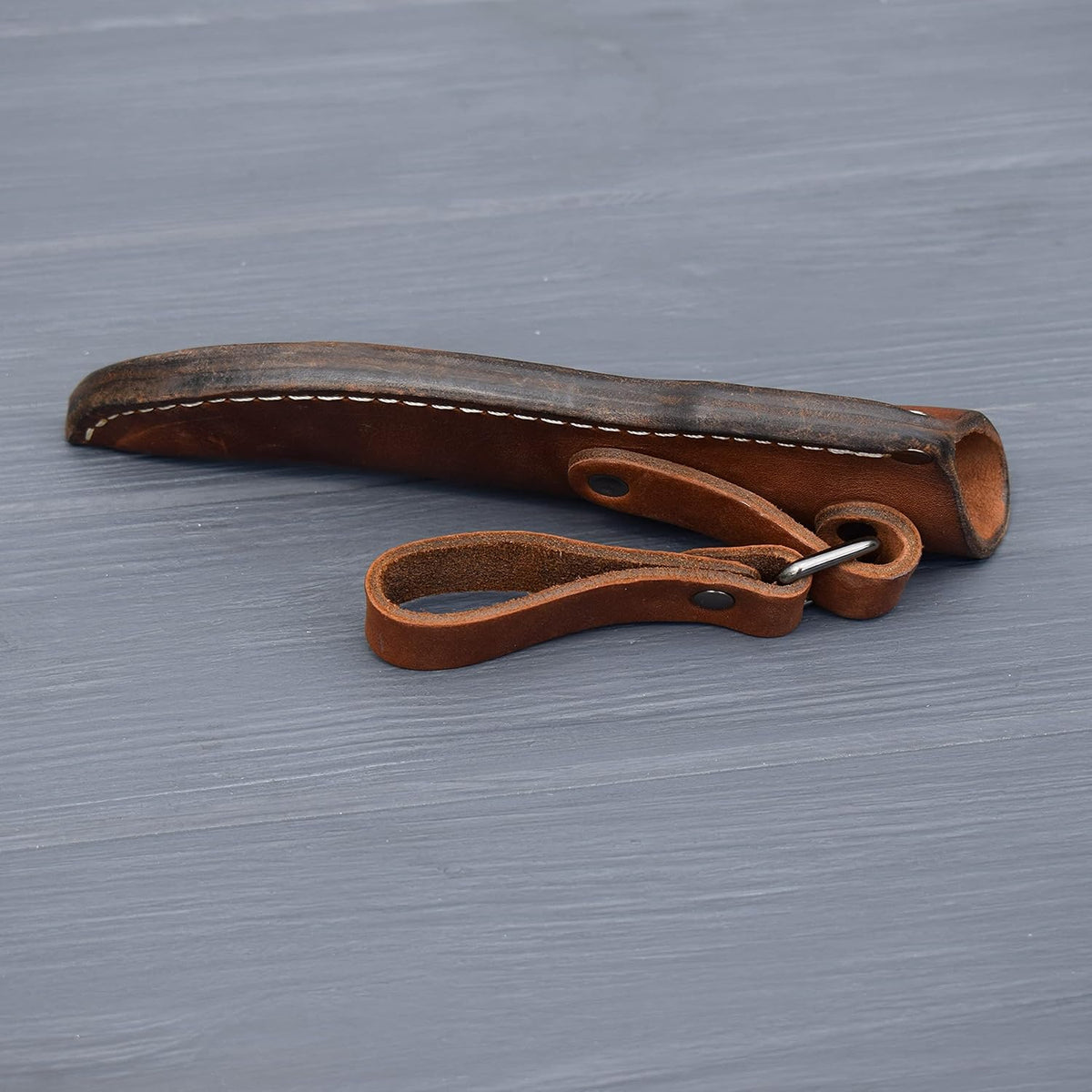 Left Hand Belt Knife Sheath - Brown Leather Sheath for Mora Garberg - Left-Hand Sheath with Belt Loop for Vertical Carry of Fixed Blade Knife - Free Suspension Leather