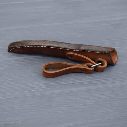 Left Hand Belt Knife Sheath - Brown Leather Sheath for Mora Garberg - Left-Hand Sheath with Belt Loop for Vertical Carry of Fixed Blade Knife - Free Suspension Leather