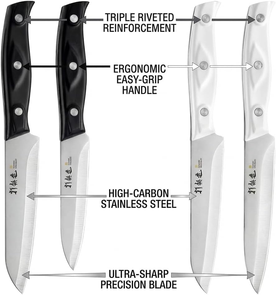 4PCS Paring Knife - 4/4.5 inch Fruit and Vegetable Paring Knives - Ultra Sharp Kitchen Knife - Peeling Knives - German Stainless Steel-ABS Handle