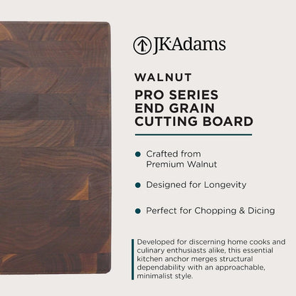 Professional Series End Grain Cutting Board, Walnut, 12" x 12" x 2"