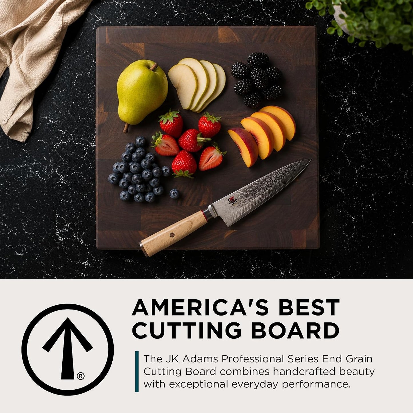 Professional Series End Grain Cutting Board, Walnut, 12" x 12" x 2"