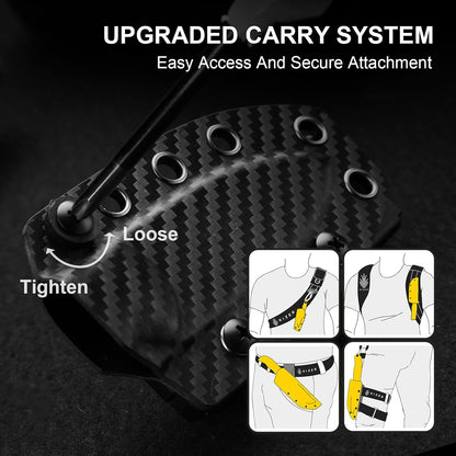 Drop Bear Fixed Blade Knife, 2.57" Black Stonewash D2 Blade EDC Camping Knife with Olive Green G10 Handle & Hidden Tool, Full Tang Hunting Survival Knives with Adjustable Kydex Sheath, 1094M1