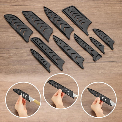 Safety Knife Cover Sleeves for 8" Carving Knife, ABS Universal Knife Sheath Edge Guard Blade Protector for Kitchen Black Pack of 2