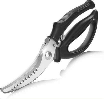 Heavy Duty Kitchen Chicken Scissors,Stainless Steel Multipurpose Kitchen Spring Loaded Meat Shears Poultry Shears with Anti-Slip Handle,Easier Cutting Fish Meat Bone Chicken (BLACK)