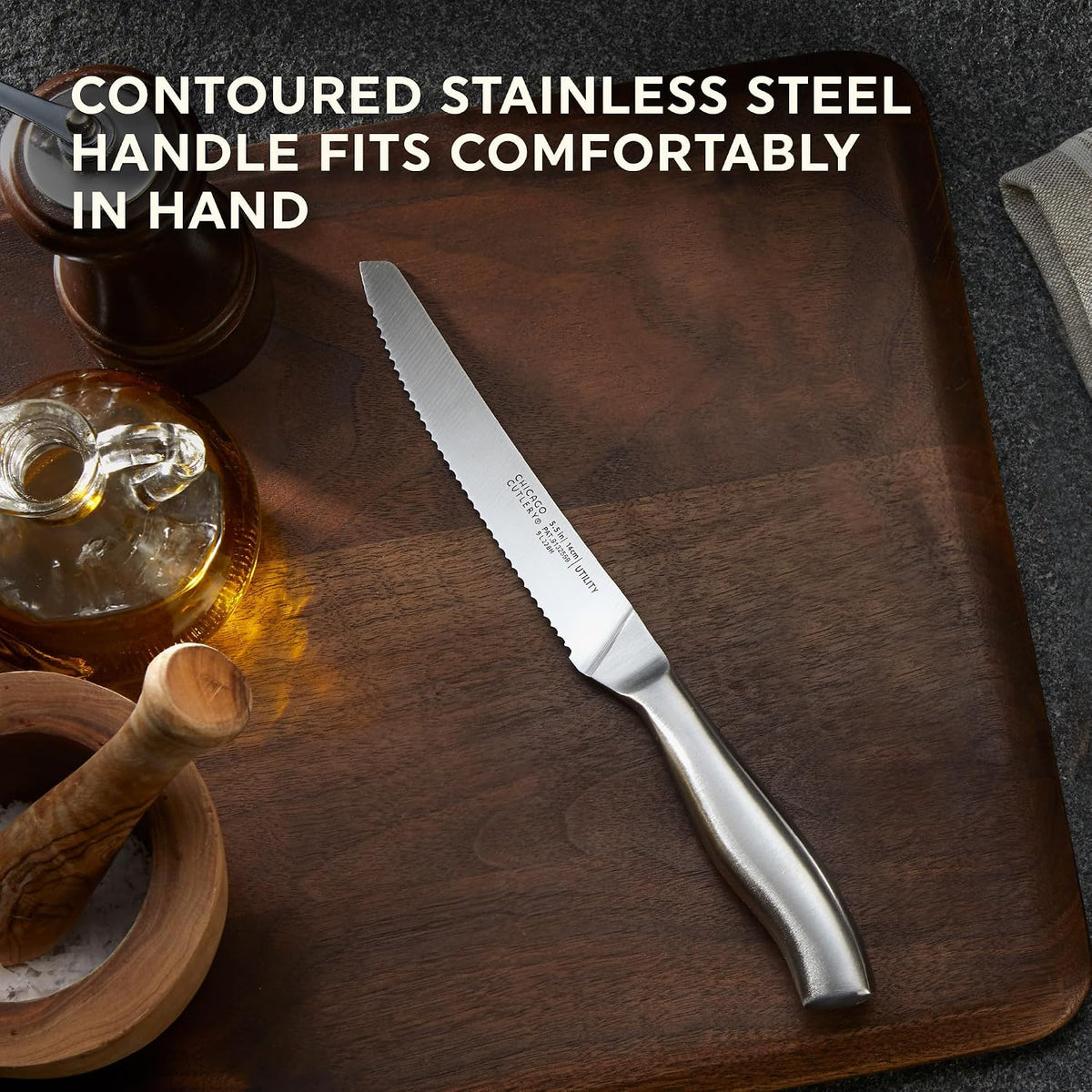 Insignia Steel Steak Knives, 4.5" Stainless Steel Blades for Effortless Cutting, For Home Kitchen and Professional Use