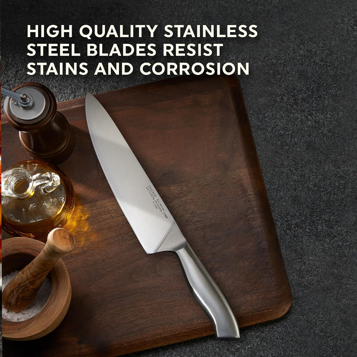 Insignia Steel Steak Knives, 4.5" Stainless Steel Blades for Effortless Cutting, For Home Kitchen and Professional Use