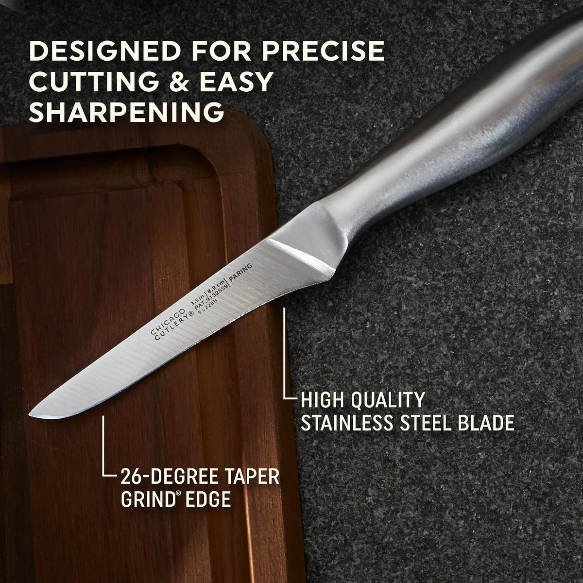 Insignia Steel Steak Knives, 4.5" Stainless Steel Blades for Effortless Cutting, For Home Kitchen and Professional Use