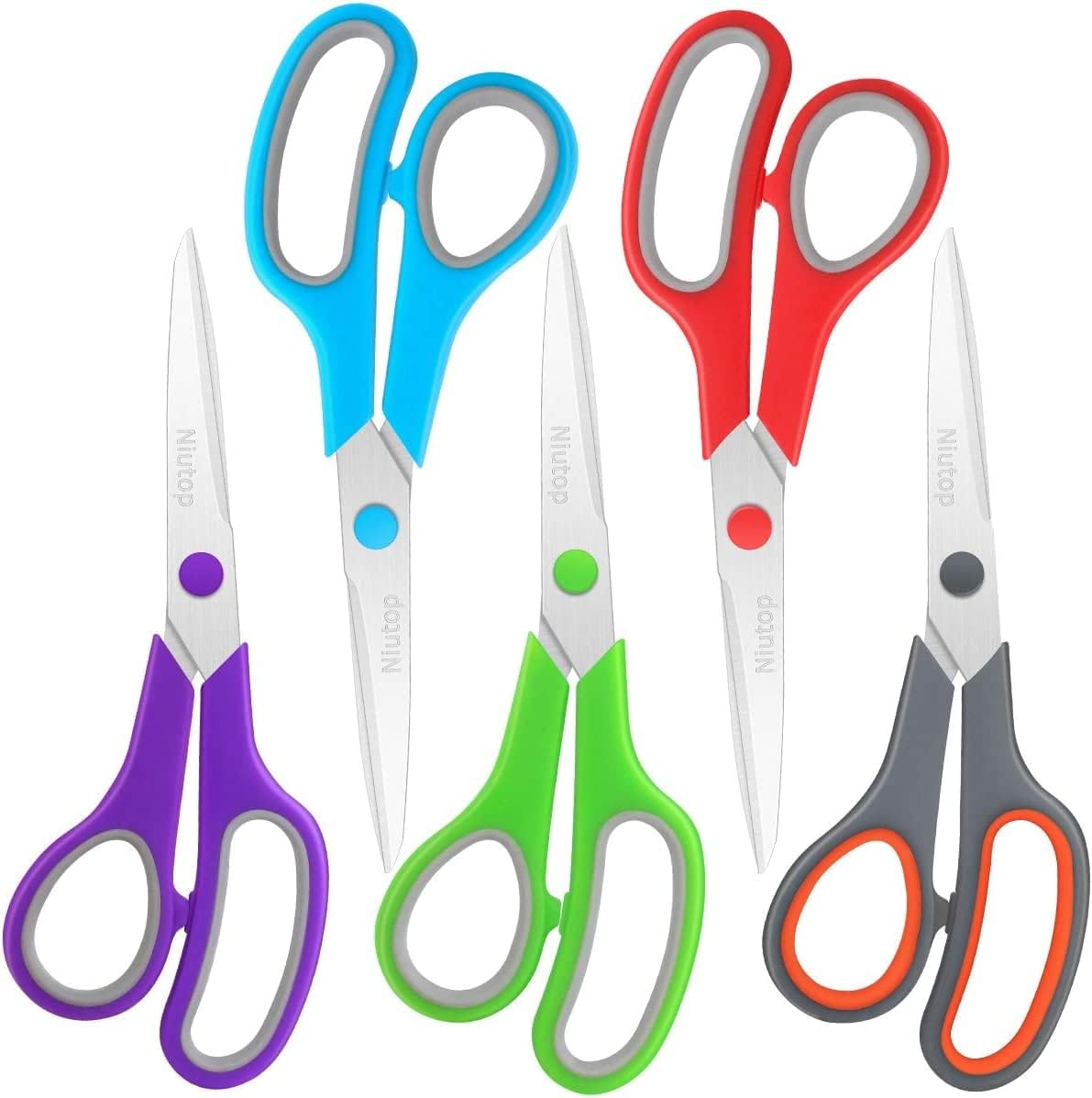 Scissors Bulk Set of, 8" Multipurpose Sharp Sewing Craft Fabric Scissors for Office Home High/Middle School Student Office Teacher Art Supplies, Soft Comfort-Grip Right/Left Handles
