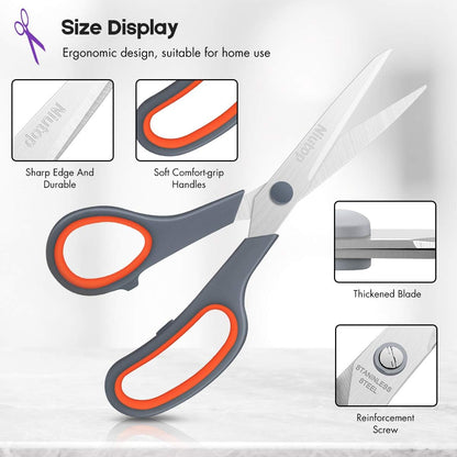 Scissors Bulk Set of, 8" Multipurpose Sharp Sewing Craft Fabric Scissors for Office Home High/Middle School Student Office Teacher Art Supplies, Soft Comfort-Grip Right/Left Handles