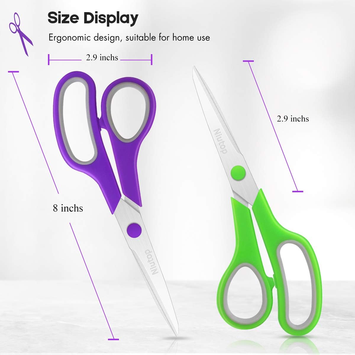 Scissors Bulk Set of, 8" Multipurpose Sharp Sewing Craft Fabric Scissors for Office Home High/Middle School Student Office Teacher Art Supplies, Soft Comfort-Grip Right/Left Handles