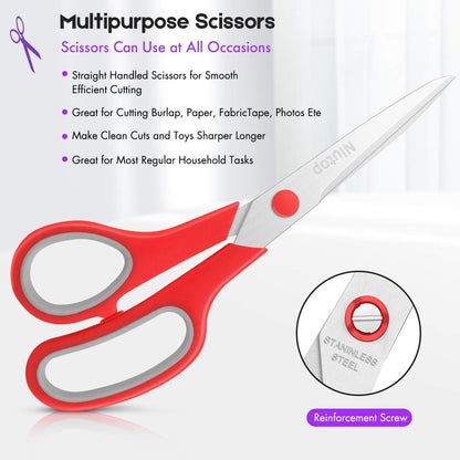 Scissors Bulk Set of, 8" Multipurpose Sharp Sewing Craft Fabric Scissors for Office Home High/Middle School Student Office Teacher Art Supplies, Soft Comfort-Grip Right/Left Handles
