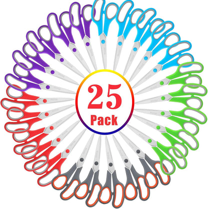 Scissors Bulk Set of, 8" Multipurpose Sharp Sewing Craft Fabric Scissors for Office Home High/Middle School Student Office Teacher Art Supplies, Soft Comfort-Grip Right/Left Handles