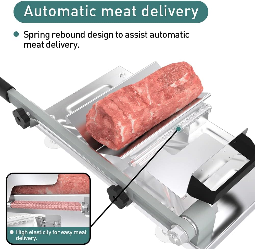 Stainless Steel Food Slicer,Manual Frozen Meat Slicer Beef and Mutton Roll Meat Cleavers Machine for Home Cooking of BBQ Hot Pot