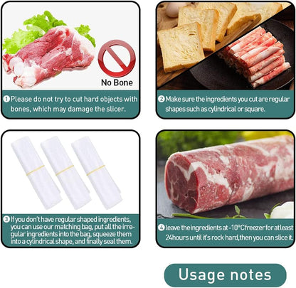 Stainless Steel Food Slicer,Manual Frozen Meat Slicer Beef and Mutton Roll Meat Cleavers Machine for Home Cooking of BBQ Hot Pot