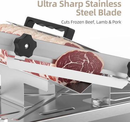 Stainless Steel Food Slicer,Manual Frozen Meat Slicer Beef and Mutton Roll Meat Cleavers Machine for Home Cooking of BBQ Hot Pot