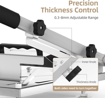 Stainless Steel Food Slicer,Manual Frozen Meat Slicer Beef and Mutton Roll Meat Cleavers Machine for Home Cooking of BBQ Hot Pot