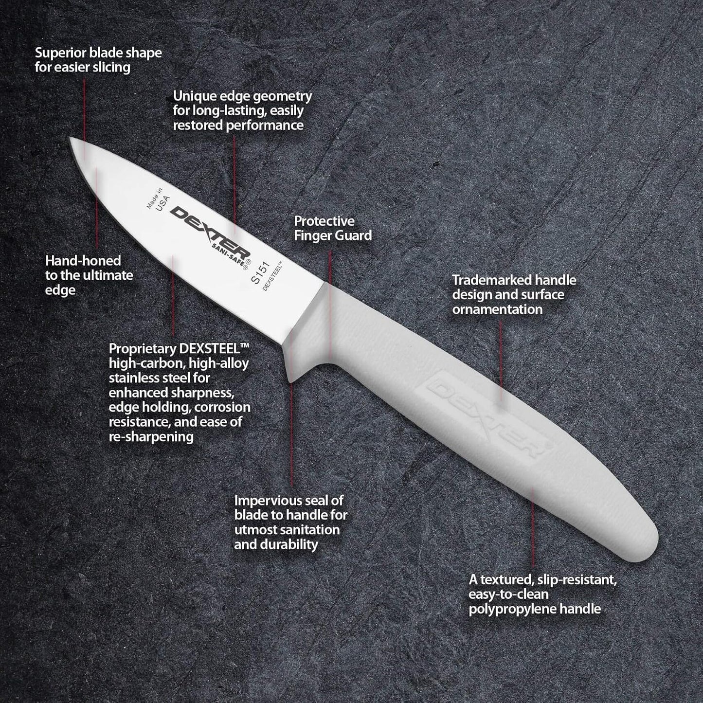3½" Vegetable Knife, S151PCP, SANI-Safe Series