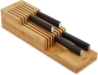DrawerStore Compact Knife Organizer, holds up to 9 knives, Kitchen Organization & Drawer Storage, Bamboo