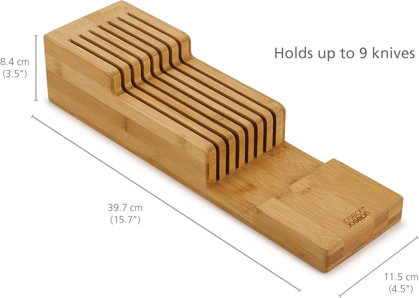 DrawerStore Compact Knife Organizer, holds up to 9 knives, Kitchen Organization & Drawer Storage, Bamboo