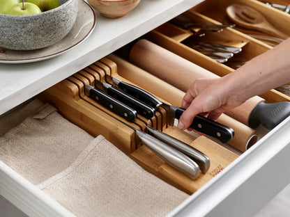 DrawerStore Compact Knife Organizer, holds up to 9 knives, Kitchen Organization & Drawer Storage, Bamboo