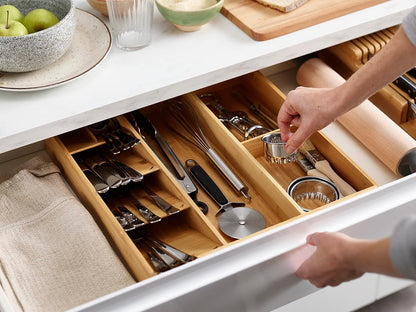 DrawerStore Compact Knife Organizer, holds up to 9 knives, Kitchen Organization & Drawer Storage, Bamboo