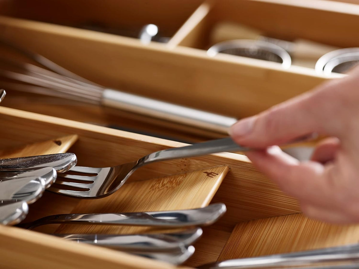 DrawerStore Compact Knife Organizer, holds up to 9 knives, Kitchen Organization & Drawer Storage, Bamboo