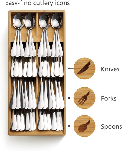 DrawerStore Compact Knife Organizer, holds up to 9 knives, Kitchen Organization & Drawer Storage, Bamboo