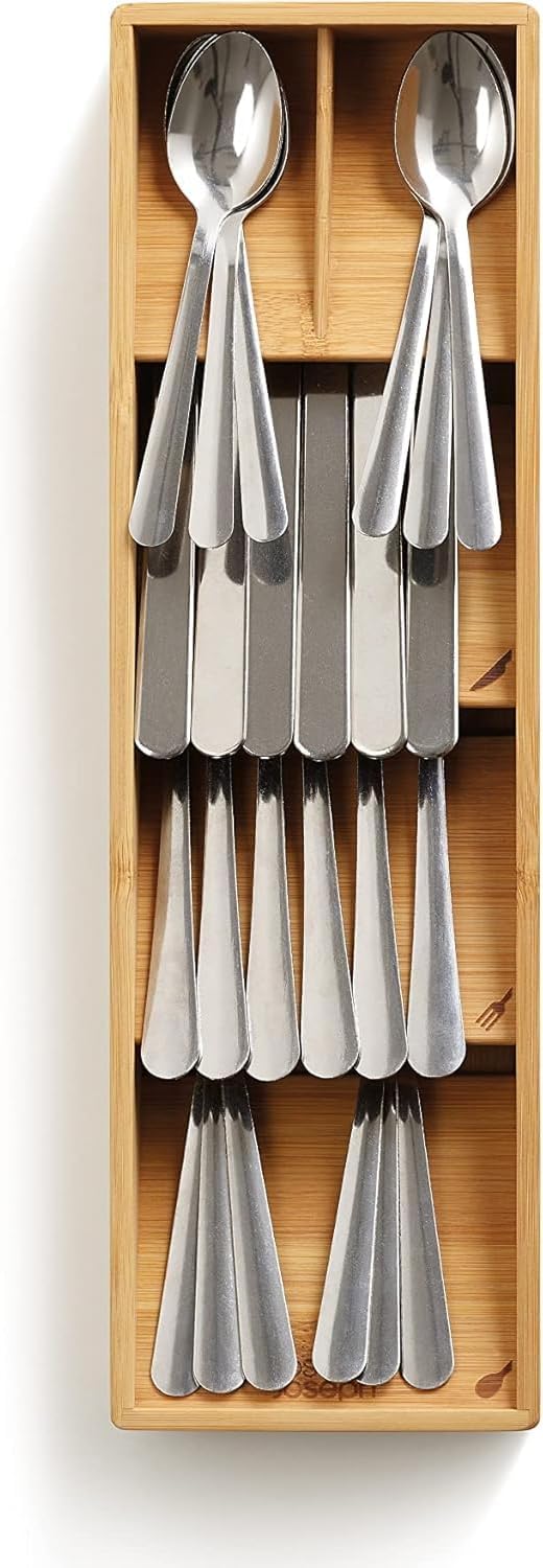 DrawerStore Compact Knife Organizer, holds up to 9 knives, Kitchen Organization & Drawer Storage, Bamboo