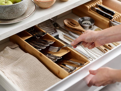 DrawerStore Compact Knife Organizer, holds up to 9 knives, Kitchen Organization & Drawer Storage, Bamboo