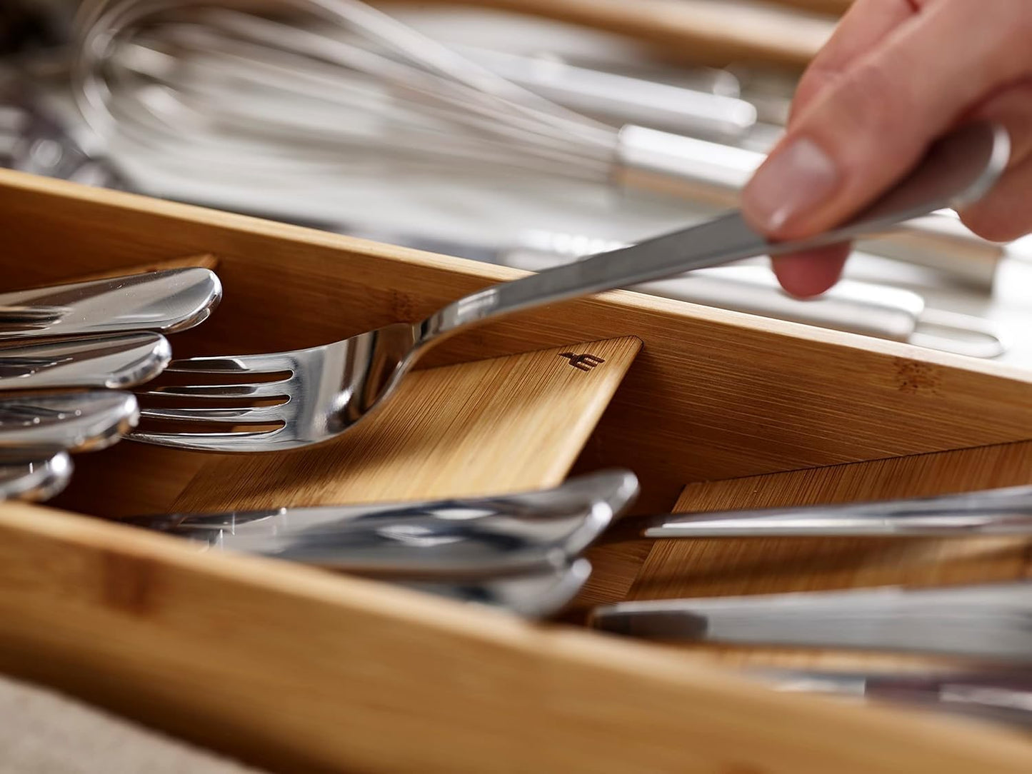 DrawerStore Compact Knife Organizer, holds up to 9 knives, Kitchen Organization & Drawer Storage, Bamboo