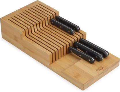 DrawerStore Compact Knife Organizer, holds up to 9 knives, Kitchen Organization & Drawer Storage, Bamboo
