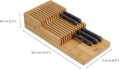 DrawerStore Compact Knife Organizer, holds up to 9 knives, Kitchen Organization & Drawer Storage, Bamboo