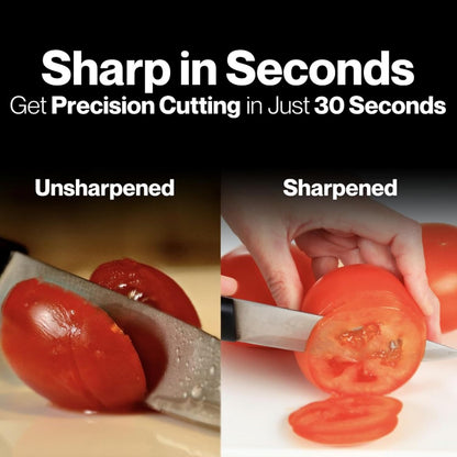 Knife Sharpener 'Smart Sharp' - Professional 3 Stage Manual Sharpener for Sharpening Kitchen Knives - Ceramic Stone, Tungsten Carbide Plates, Diamond rods. Ergonomic Design, Black/Chrome