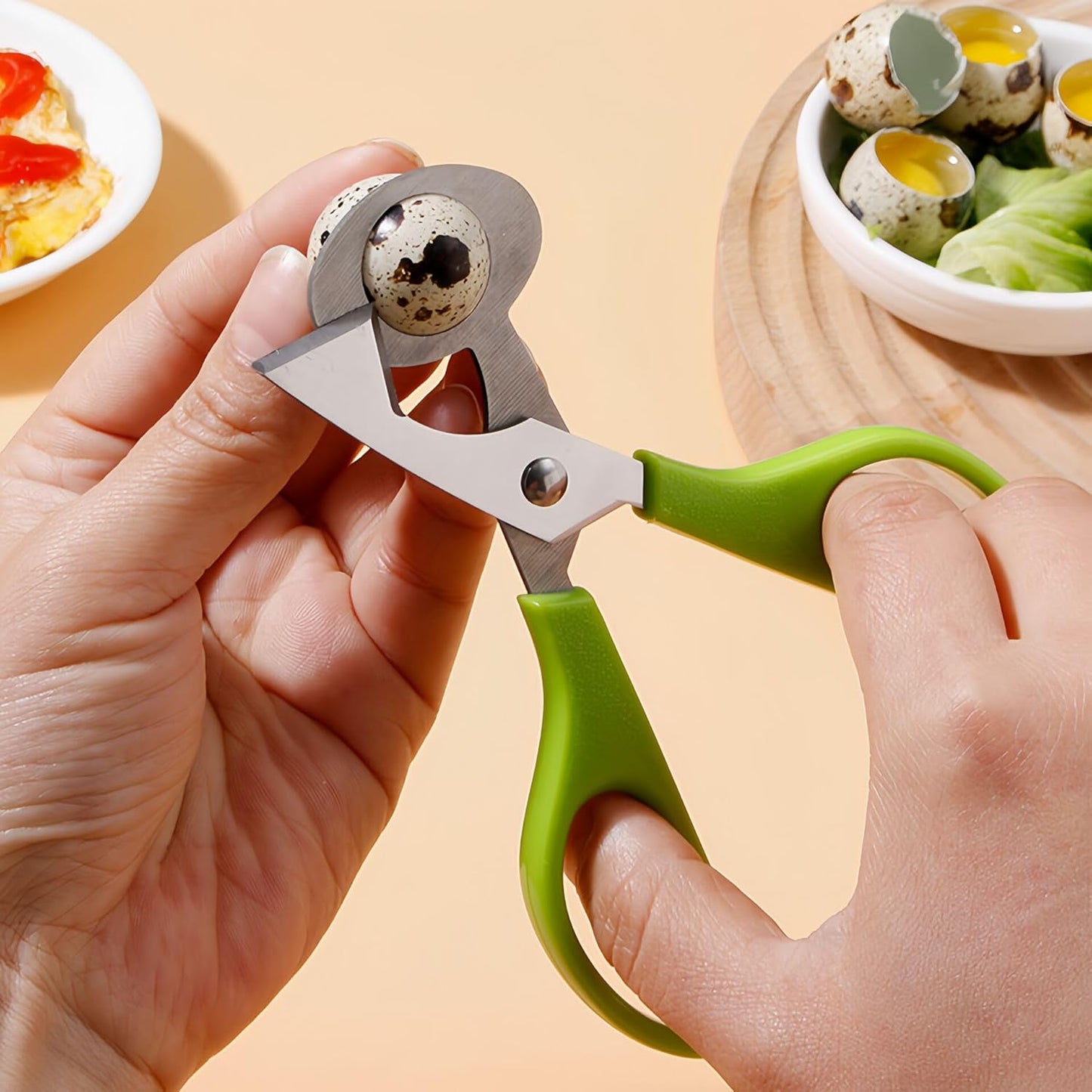 Green Quail Egg Cutter Scissors Kitchen Shears Tool-2 Pcs
