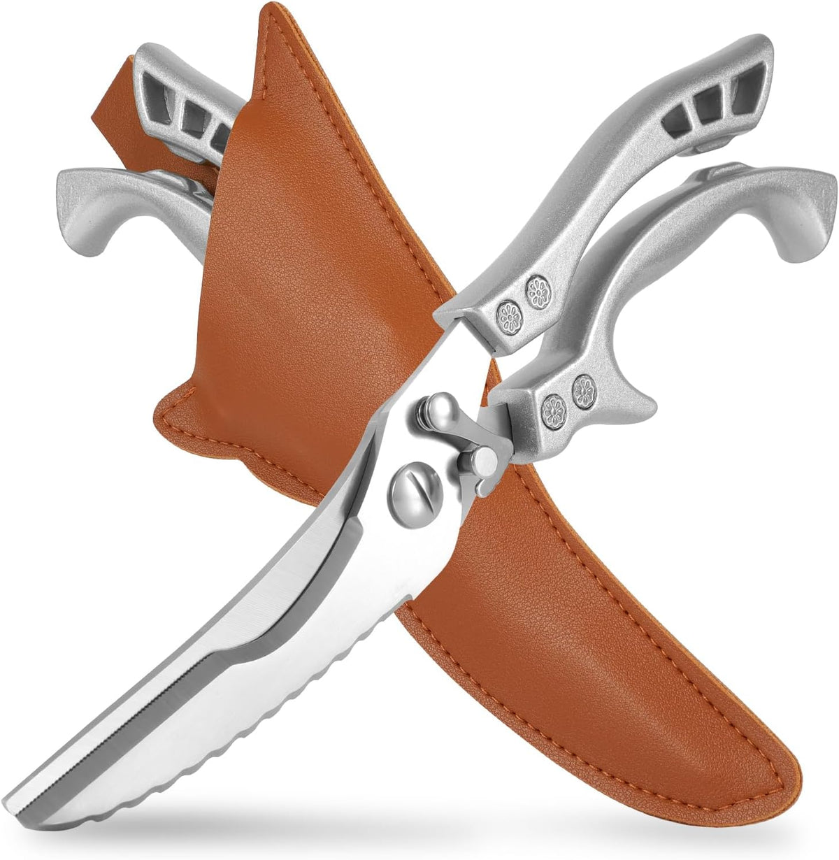 Upgrade Heavy Duty Stainless Steel Kitchen Scissors - Professional Poultry Shears for Bone, Meat, Chicken, Fish, Turkey, Vegetables,Spring Loaded Multipurpose Ultra Sharp Utility Scissors