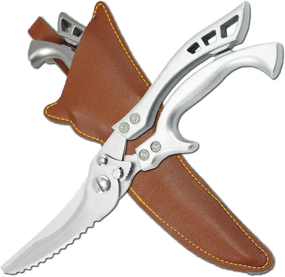 Upgrade Heavy Duty Stainless Steel Kitchen Scissors - Professional Poultry Shears for Bone, Meat, Chicken, Fish, Turkey, Vegetables,Spring Loaded Multipurpose Ultra Sharp Utility Scissors