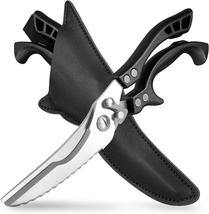Upgrade Heavy Duty Stainless Steel Kitchen Scissors - Professional Poultry Shears for Bone, Meat, Chicken, Fish, Turkey, Vegetables,Spring Loaded Multipurpose Ultra Sharp Utility Scissors