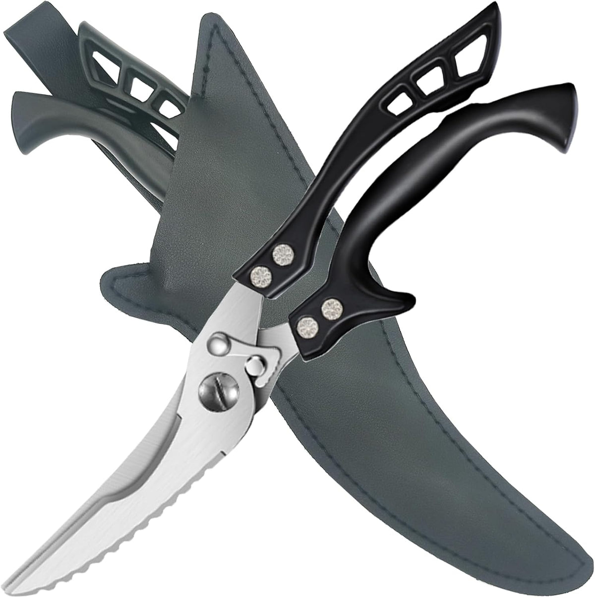 Upgrade Heavy Duty Stainless Steel Kitchen Scissors - Professional Poultry Shears for Bone, Meat, Chicken, Fish, Turkey, Vegetables,Spring Loaded Multipurpose Ultra Sharp Utility Scissors