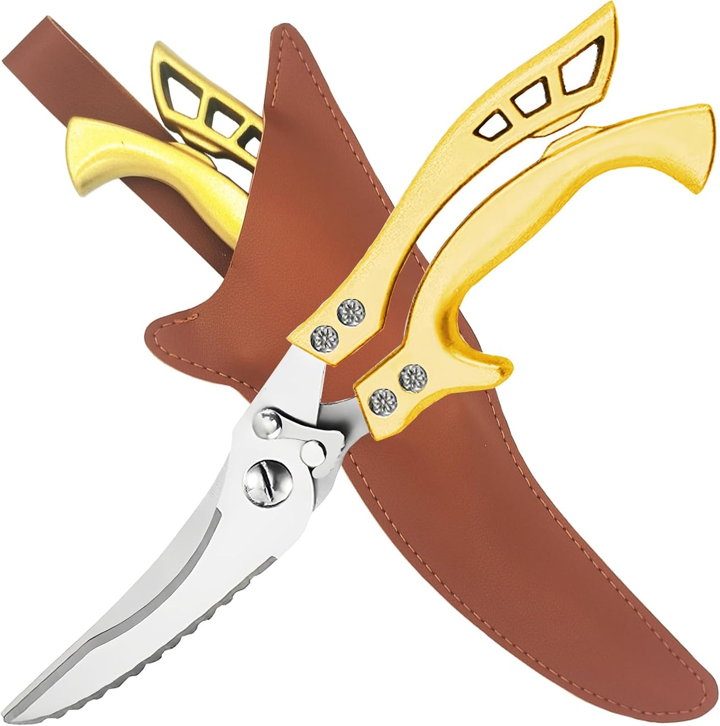 Upgrade Heavy Duty Stainless Steel Kitchen Scissors - Professional Poultry Shears for Bone, Meat, Chicken, Fish, Turkey, Vegetables,Spring Loaded Multipurpose Ultra Sharp Utility Scissors