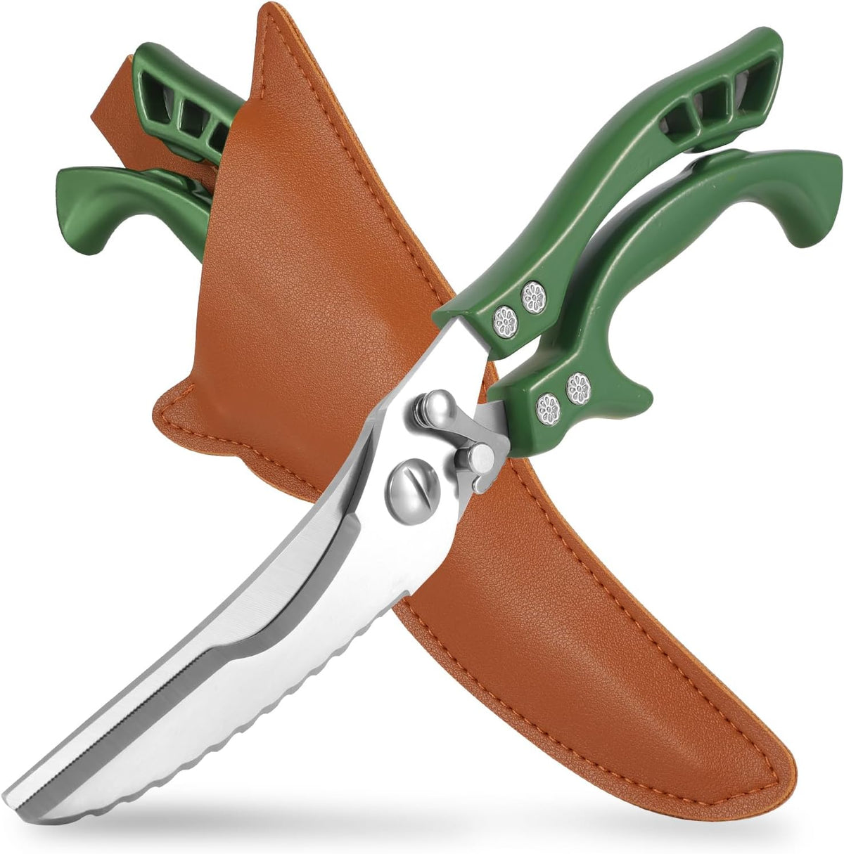 Upgrade Heavy Duty Stainless Steel Kitchen Scissors - Professional Poultry Shears for Bone, Meat, Chicken, Fish, Turkey, Vegetables,Spring Loaded Multipurpose Ultra Sharp Utility Scissors