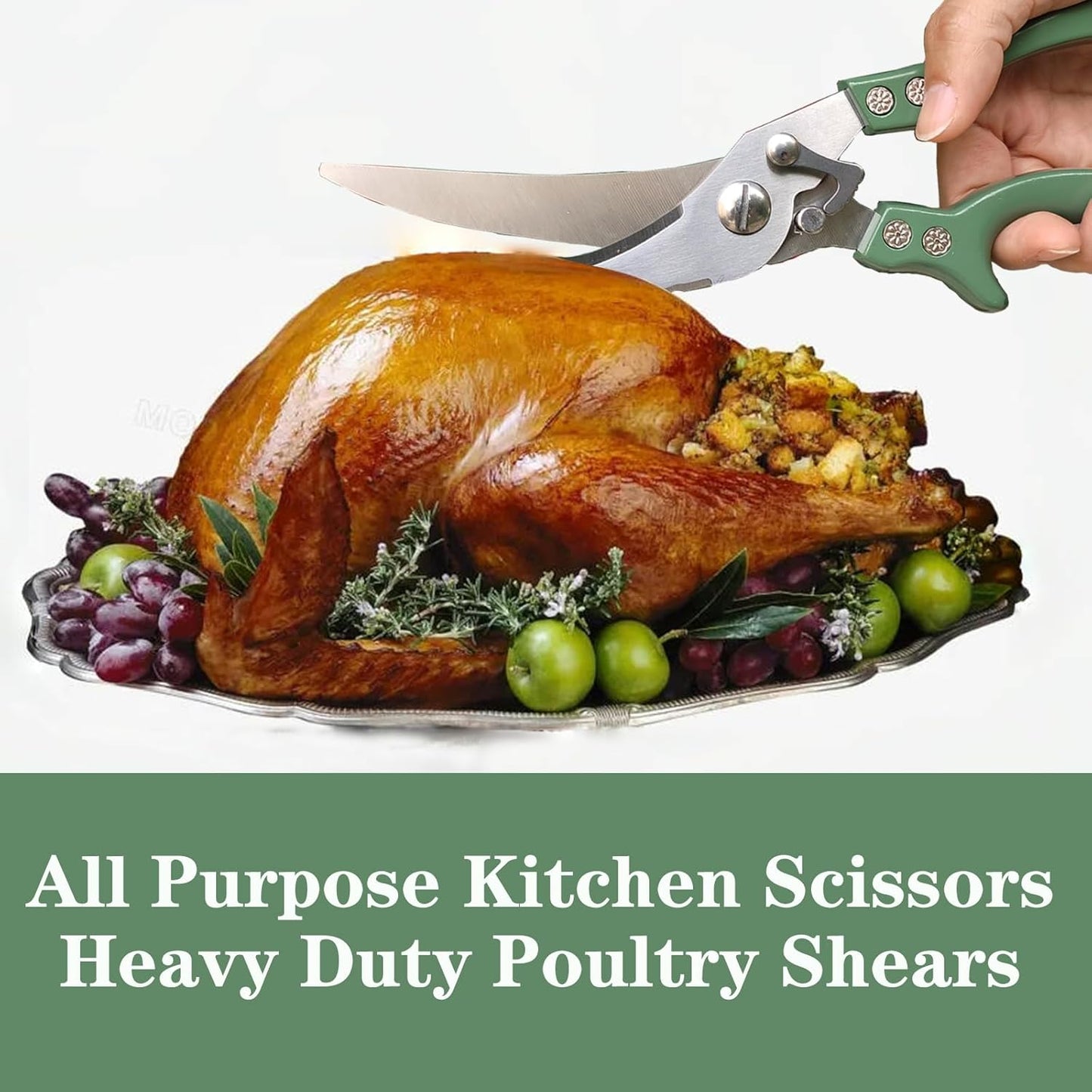 Upgrade Heavy Duty Stainless Steel Kitchen Scissors - Professional Poultry Shears for Bone, Meat, Chicken, Fish, Turkey, Vegetables,Spring Loaded Multipurpose Ultra Sharp Utility Scissors