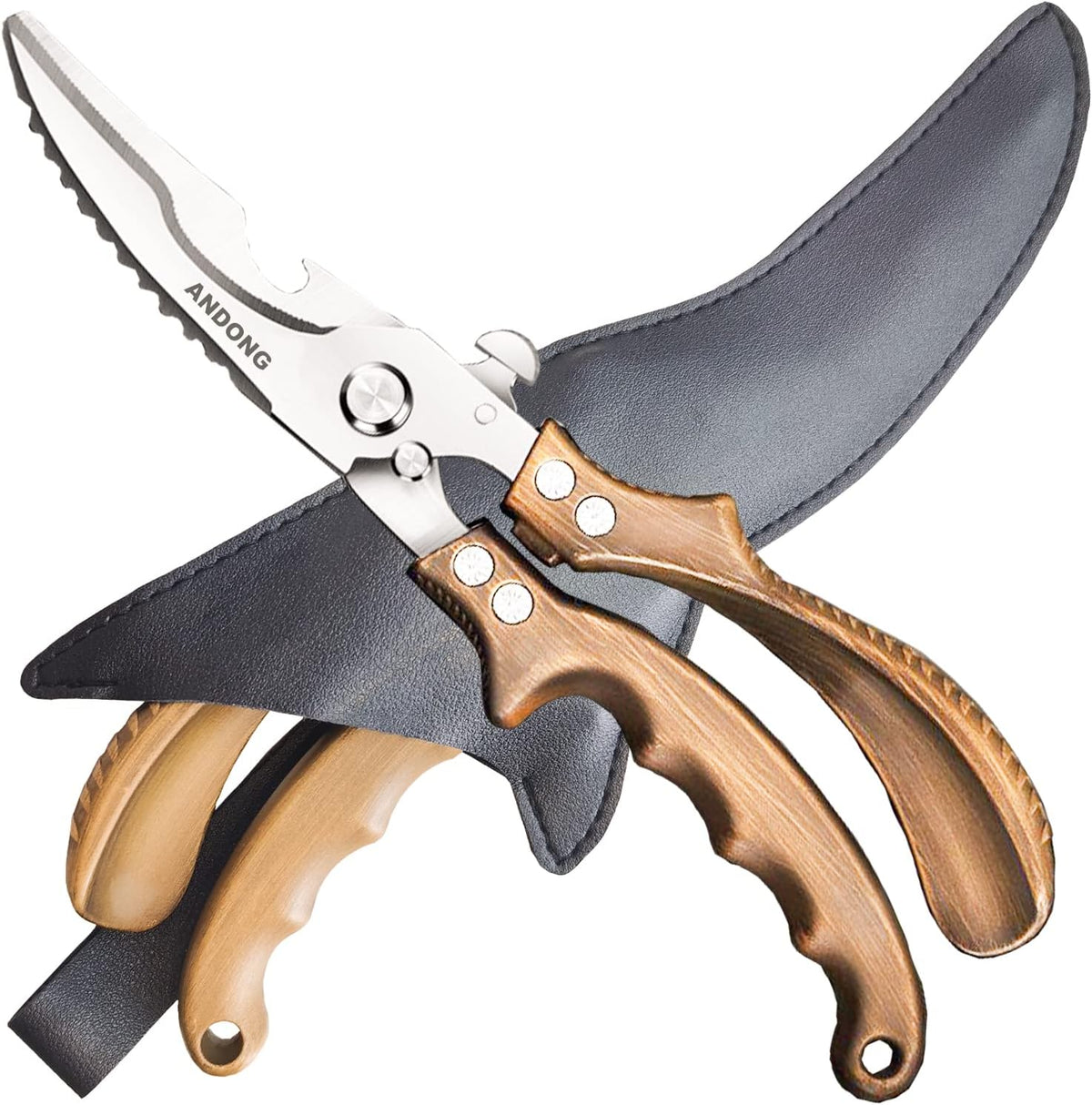Upgrade Heavy Duty Stainless Steel Kitchen Scissors - Professional Poultry Shears for Bone, Meat, Chicken, Fish, Turkey, Vegetables,Spring Loaded Multipurpose Ultra Sharp Utility Scissors