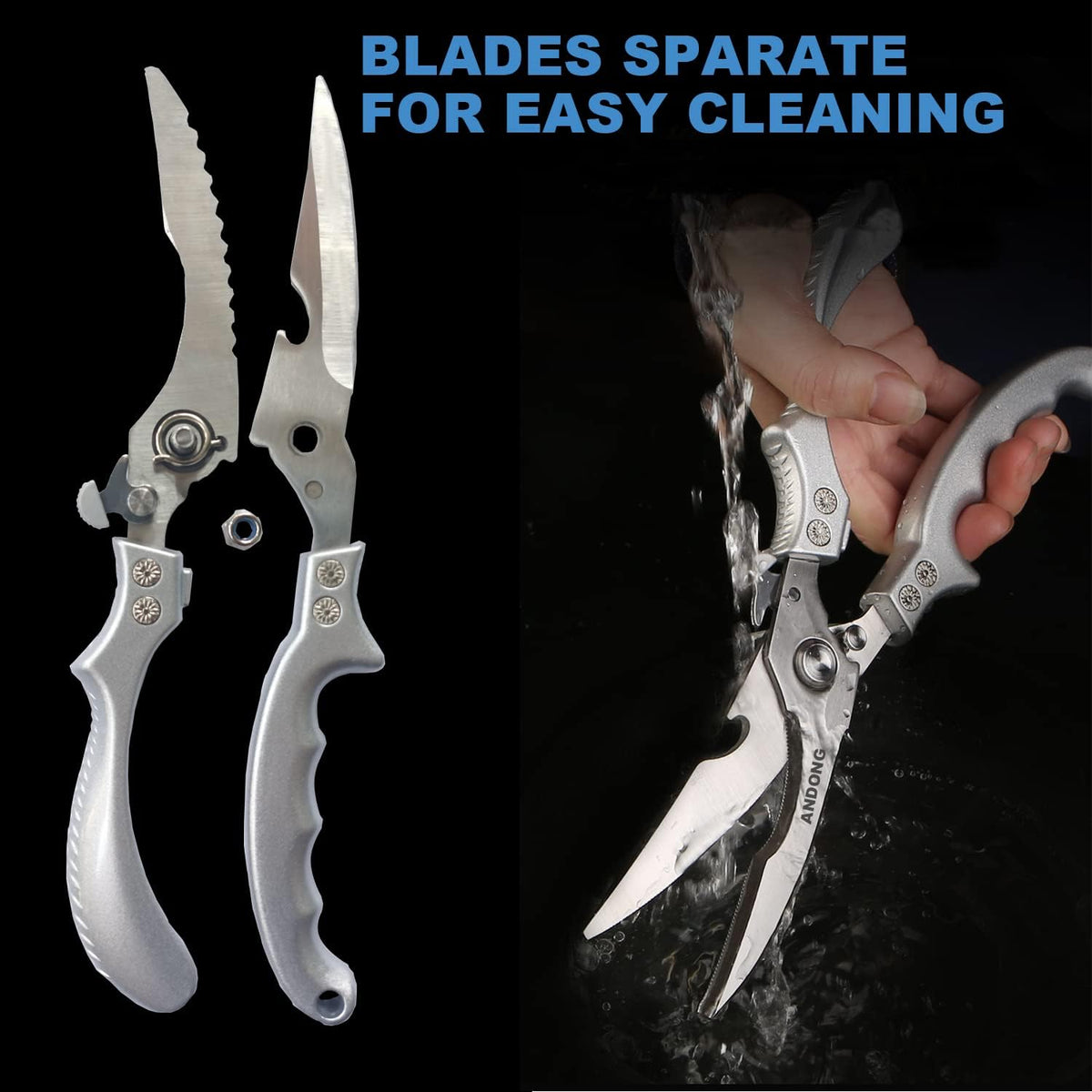 Upgrade Heavy Duty Stainless Steel Kitchen Scissors - Professional Poultry Shears for Bone, Meat, Chicken, Fish, Turkey, Vegetables,Spring Loaded Multipurpose Ultra Sharp Utility Scissors
