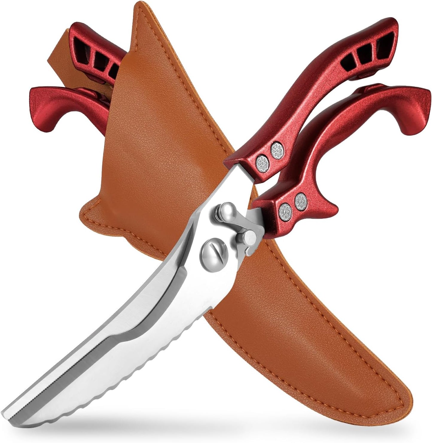 Upgrade Heavy Duty Stainless Steel Kitchen Scissors - Professional Poultry Shears for Bone, Meat, Chicken, Fish, Turkey, Vegetables,Spring Loaded Multipurpose Ultra Sharp Utility Scissors