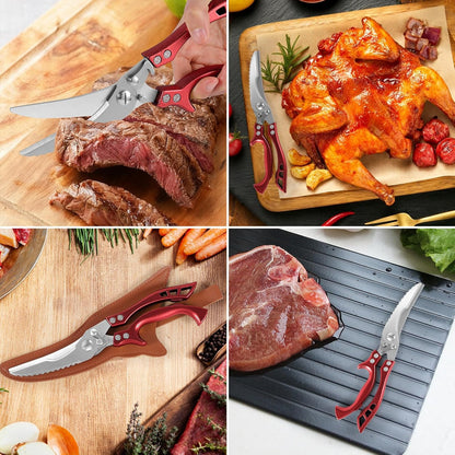 Upgrade Heavy Duty Stainless Steel Kitchen Scissors - Professional Poultry Shears for Bone, Meat, Chicken, Fish, Turkey, Vegetables,Spring Loaded Multipurpose Ultra Sharp Utility Scissors