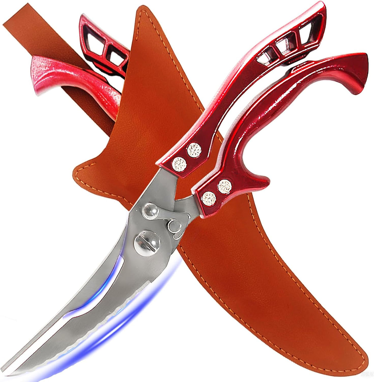 Upgrade Heavy Duty Stainless Steel Kitchen Scissors - Professional Poultry Shears for Bone, Meat, Chicken, Fish, Turkey, Vegetables,Spring Loaded Multipurpose Ultra Sharp Utility Scissors