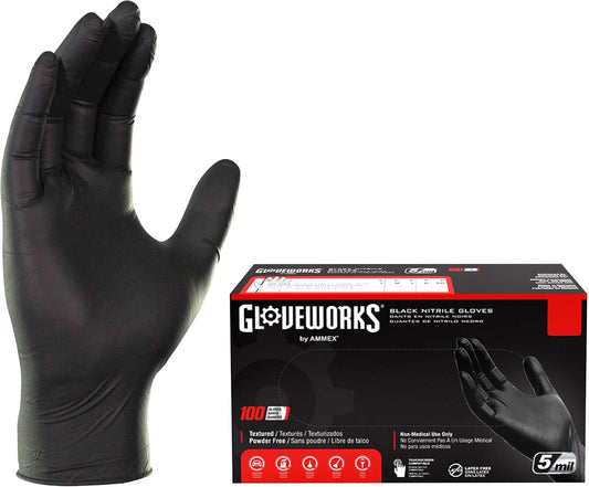 Nitrile Gloves Disposable Latex Free 5 mil Black for Cleaning | Ideal for Cooking Food Prep Business and Household Use, Bulk Purchasing Options, Suitable for Extended Duration Use