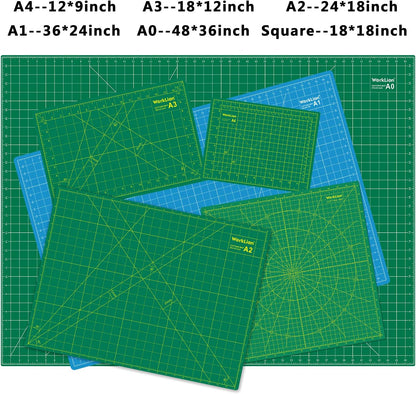 12" x 18" Art Self Healing PVC Cutting Mat, Double Sided, Gridded Rotary Cutting Board for Craft, Fabric, Quilting, Sewing, Scrapbooking Project……